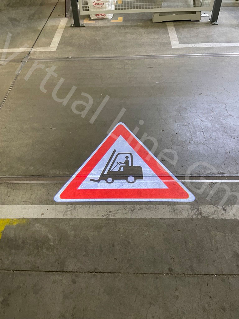 Caution: Forklift – Dark floor area Caution: Forklift – Dark floor area