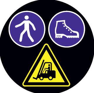 03BG Fußgängerweg Sicherheitsschuhe tragen Staplerverkehr
